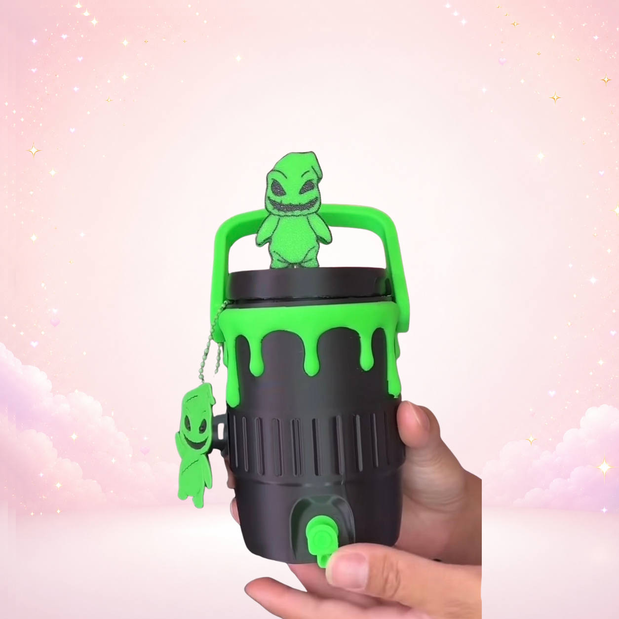 Black & Green Drip Halloween Can Topper & Straw Topper | 3D Printed Spooky Drink Accessory