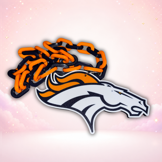 Denver Broncos Inspired Hype Chain | 3D Printed Football Fan Necklace | Game Day Sports Decor
